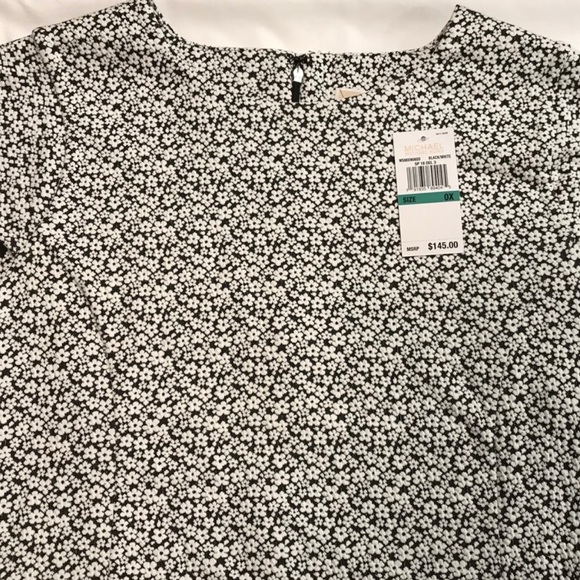 Michael Kors White and Black Flutter Short Sleeve Mini Dress - Picture 6 of 7